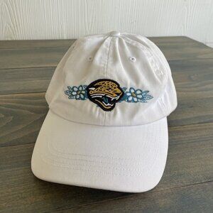Vintage Jacksonville Jaguars NFL Embroidered Flower White Strapback Hat (C8)